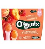 Organix Apple & Peach Apple & Strawberry 4+ Months Stage 1 4 x 100g (Pack of 2) - Organixアップル＆ピーチリンゴ