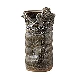 万葉庵 黒砂ビードロ手付花入 140-54-85