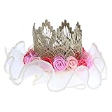 Dovewill ベビーガール　花　王冠　ヘッドバンド　誕生日パーティー　ベビーシャワー　ヘアアクセサリー　全２色 - 白