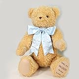 メッセージリボン付き体重ベア　ライトブラウン（ウェイトドール完成品）※足裏にお名入れ・リボンの色は選べます