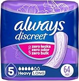 Always Discreet 大人用 失禁パッド 女性用 高吸収性 ロング丈 産後パッド 64CT