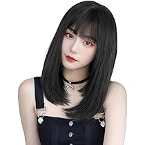 ストレートブラックミディアムウィッグ3点セット Amazon.co.jp: AISIQUEENSウィッグ セミロング 黒 ミディアム