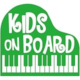 14色 KIDS ON BOARD ピアノ ステッカー【KIDS IN CAR PIANO 男の子 女の子 楽器】 (ライトグリーン)