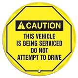 Accuform Signs KDD727 STOPOUT Vinyl Steering Wheel Message Cover, ANSI-Style Legend CAUTION THIS VEH