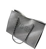 [ MT On&Do ] チェーンバッグ ロゴ ポーチ付き トート ショルダー かっこいい 大人 レディース マザーズバッグ 通学 通勤 (グレー)