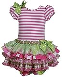 Baby Girls 3 m-24 mピンクグリーンストライプニットを混在印刷Sparkleドレス カラー: ピンク