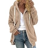 Tatumaie レディース ファジー フリース ジャケット オーバーサイズ シェルパ ファー コート フード付き 冬 暖かい シャギー テディコート 長袖 アウター, カーキ-1。, X-Large
