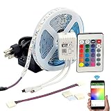 LED WiFi Cotrollerライトストリップキット、superlightingled 16.4 Ft Wifiワイヤレススマート電話制御さ300個5050 RGBライトストリップ、12 V電源