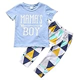 新生児乳児赤ちゃんMama 's Boy Tシャツ+ロングパンツ服装セットClothes Playsuit カラー: ブルー