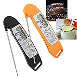 折りたたみ式デジタル温度計料理インスタント読み取り食品プローブ肉キッチンBBQ (ブラック)