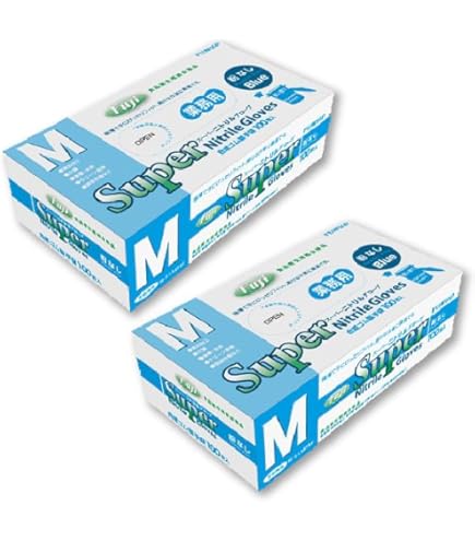 Amazon.co.jp: フジ スーパーニトリルグローブ 青 粉なし 選べるサイズ