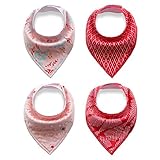 ROKE ベビー＆キッズ用　ビブ　スタイ　女の子 赤ちゃん用　よだれかけ　子供　小物　コットン　柔らかい　三角　調整可能　4枚セット