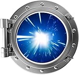 12" Port Scape Instant Space Ship Window View WARP SPEED HYPERSPACE #1 SILVER Porthole Wall Decal St