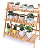 花スタンド屋内 多層竹フラワー棚屋内居間フロアフラワー棚多肉植物バルコニーポットラック (サイズ さいず : M)