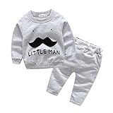(プタス)Putars ベビー服 子供服 上下セット パーカー 男の子 長袖 髭柄 LITTLE MAN可愛い 秋 冬 スポーツ 運動会 旅行 記念日 プレゼント 3-18ヶ月