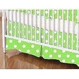 SheetWorld - Crib Skirt (28 x 52) - Primary Polka Dots Green Woven - Made In USA by sheetworld