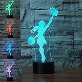 3dチアリーダーガールズナイトライトテーブルデスクOptical Illusionランプ7色変更ライトLEDテーブルランプXmasホームLove Brithday子供キッズ装飾おもちゃギフト