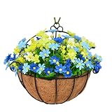アートフラワー　バスケット/カゴセット　フェイクグリーン　造花　フラワーアレンジメント　人工観葉植物　壁掛け　インテリア　飾り付け　室内装飾　菊　ポトス　紫　ピンク　オレンジ　ブルー　プレゼント　ギフ