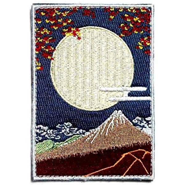 Amazon ワッペン屋dongri 浮世絵 月夜の黒富士 刺繍 サバゲー パッチ ワッペン 着脱式 マジックテープ ベルクロ対応 面ファスナー A0393 ワッペン アップリケ 通販