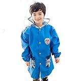 Diki Home レインコート 子供用レインコート キッズ レインポンチョ 防水 かっぱ 専用 ポーチ付き 梅雨対策 通園 通学 透明バイザー付き 可愛い (ブルー, L)