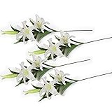 Luyue人工シルククラフトFlowers Bouquets、結婚式、花輪工芸、単一のTiger Lily Stem – 4のセット