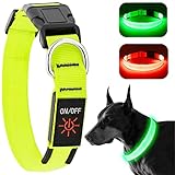 【本物のKOSKILL社】 LED光る首輪 犬用 散歩 夜 ライト USB充電式 小型犬 中型犬 大型犬 安全性 サイズ調整可能 視認距離500mで夜間も安心(グリーン, M)