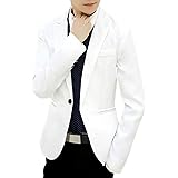 [ナガポ] メンズ カジュアル テーラード ジャケット スリム ビジネス 無地 長袖 ひとつ ボタン