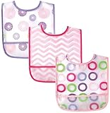 Luvable Friends (ルバブルフレンズ)　食べこぼしポケット付 防水ビブ 3枚セット (ピンク)