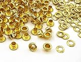 2[ハ3] 400組入 ハトメ 3mm 座金付 穴あけ 鉄製 ハトメ金具 鳩目 穴径3mm レザークラフト ハトメ ドール ハトメ 足長3mm 傘 径6.3mm 400個入 ゴールド