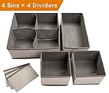 プレミアムのセット4オーガナイザービンwith Dividers forクローゼットドレッサー引き出しバスルームやベビーNursery ; Storeソックス下着服; Clothing組織;ファブリッ