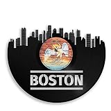 ボストンスカイライン壁アートビニールリサイクルレコード – vinylshopus ブラック BOSTON.WA.BK