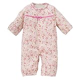 西松屋 EFD 胸ラインリボン長袖コンビドレス（小花柄）【新生児50-60cm】 新生児 ピンク