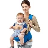 オールシーズン用のヒップシートを備えた人間工学に基づいたベビーキャリア、単独の看護とハイキングに最適,Blue