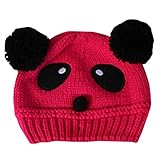 （ワボーズ） Waboatsベビー キッズ 子ども 赤ちゃん赤ちゃんパンダ柄の帽子 ボーダー ボンボン 暖かい 全8色 ローズレッド