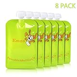 Emon Reusable Food Pouch Baby Food Storage Easy to Fill and Clean Leak proof Dual Zipper for Homemad