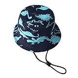 LeafIn ベビー 帽子 キッズ ハット 恐竜柄 ひも付き 日よけ 紫外線対策 UVcut帽子 男女兼用 子供用 綿クロッシェ サファリハット チューリップハット テンガロンハット (48cm, ブ