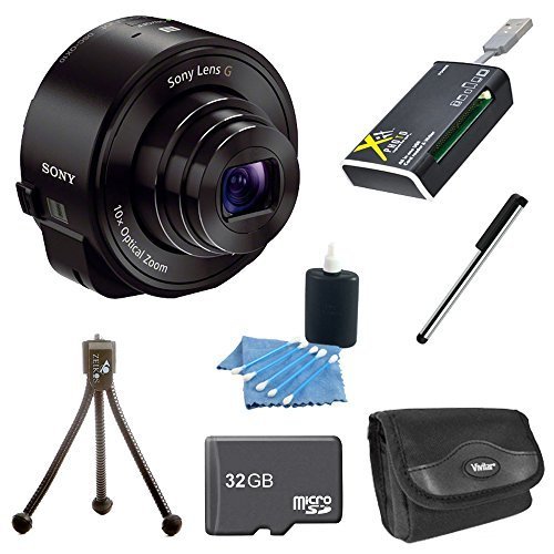 Sony DSC-QX10/B DSC-QX10 DSCQX10B QX10 QX10B (Black)Smartphone Attachable 4.45-44.5mm Lens-Style Camera BUNDLE with 32GB High Speed Micro SD Card, Spare Battery, Carrying Case, Smartphone Stylus, Table Tripod, All in One USB Card Reader and Lens Cle by Soの表紙
