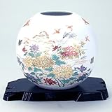 【九谷焼】 5．5号花瓶 小菊 花瓶、花台、トムソン化粧箱入り。