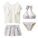 (ニッセン) nissen レディース レース Tシャツ付 ビキニ 4点セット グリーン S