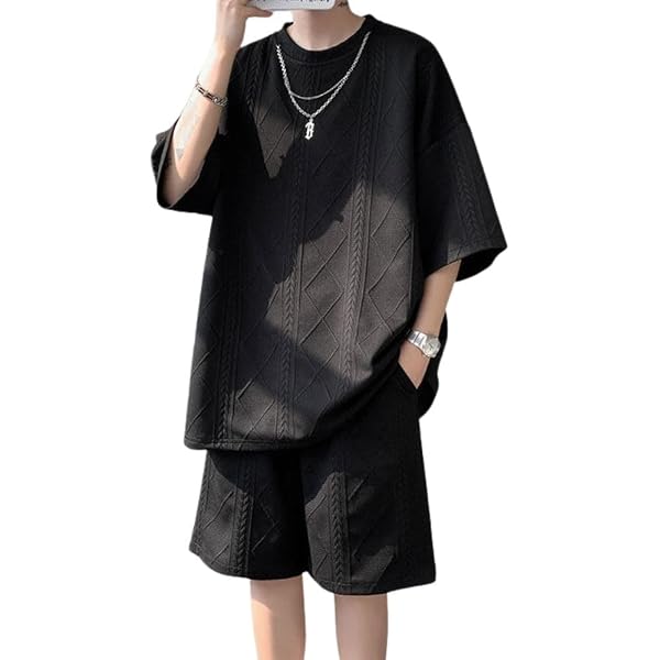 YJSO] 上下セット セットアップ 半袖 ジャージ Tシャツ ロングパンツ