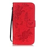 Zeebox Galaxy S7 Edge ケース PUレザー 手帳型ケース カード収納 ホルダー Samsung Galaxy S7 Edge 用 カバー 無期限生涯補償付き (レッド)