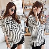綿100％　英字プリント　ボーダー柄　授乳服　カットソー 【tops109230】 (レッド)