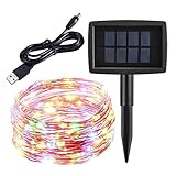 ieGeek 【最新型】LEDイルミネーションライト 太陽発電あるいはUSB充電　光センサー内蔵 点灯9パターン 屋内 屋外用 防水IP64 フェアリーライト ガーデンライト高輝度 高品質 クリスマス
