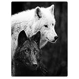 ブランケットソファーベッドスロー軽量Cozy BlanketブラックホワイトWolves Wolf Animal 50"x80" ブラック