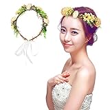 SUND　花冠　造花 人工観葉植物　花かんむり　花輪　調節可能　手作り　シルクフラワー　子供から成人まで被れる　春のピクニック　結婚式　パーティー　お祝い　適用　選べる4色　シャンパン