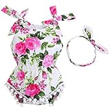 fubinベビーガールズコットンタッセルポンポンロンパースGirl 's Summer Clothes withヘッドバンド2個セット US サイズ: 3S カラー: ホワイト