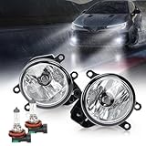 BORDAN フォグランプ ユニット トヨタ車対応 フォグユニット 純正交換 Eマーク 80系 ヴォクシー/ノア、30系 アルファード、アクア10系、カムリ 50系 70系、プラド 150系後期、クラウン210系、C-HRなど適合 光軸調整付き ガラスレンズ 適合バルブ: H16 H8 H9 フォグランプ ユニット トヨタ車用 純正交換 車検対応 2個セット