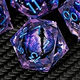 ARUOHA DND 樹脂ダイス ドラゴンアイダイス リキッドコア パープル シャープエッジダイスセット ギフトボックス付き 多面体DとDダイスセット ダンジョンズドラゴンズ ロールプレイングゲーム D20 D12 D10 D8 D6に対応