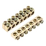 uxcell 銅バー アース端子台 アースターミナルブロック 真鍮 7ポジション 配電用 58.5mmx5.7mmx10mm 3個入り