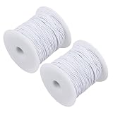 COHEALI ゴム紐 1mm 白 100m 2巻セット 丸ゴム 弾力紐 伸縮性 ナイロン ラテックス ビーズ ブレスレット アクセサリー作り 手芸 裁縫 DIY ハンドメイド 素材 ホワイト 紐